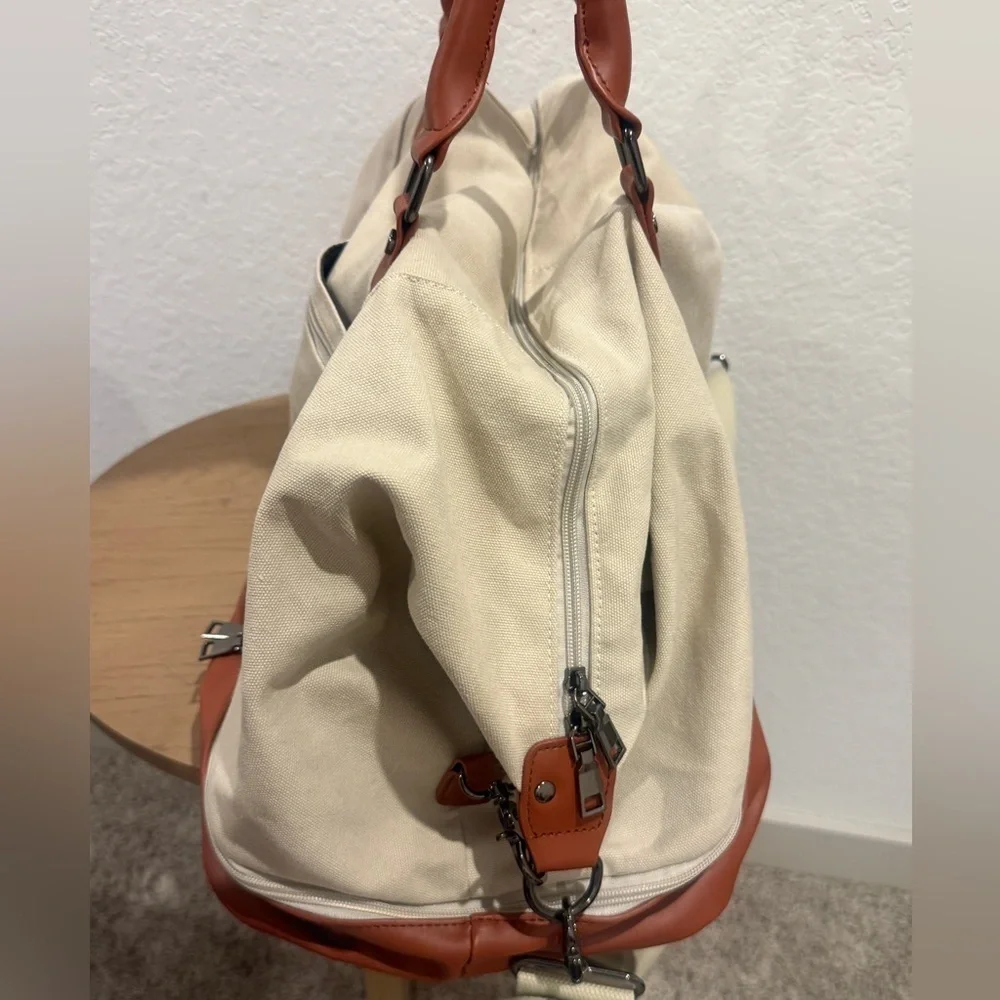 Stylish Cream and Brown‎ Men's Bag